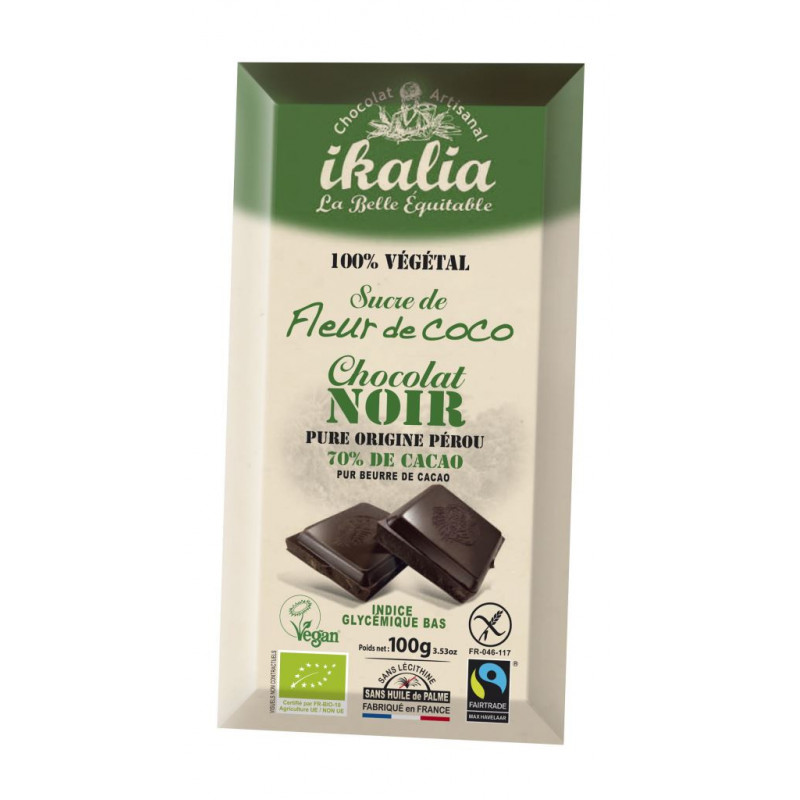 Chocolat noir sucre de coco sans gluten 100 g